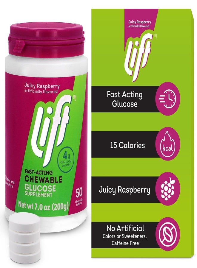 Lift Glucose Fast-Acting Glucose Chewable Energy Tablets, Raspberry, 50 ct Jar (Pack of 1) - Image 2